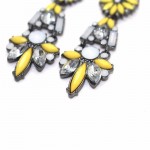 Boho Neon Yellow Geo Crystal Drop Earrings